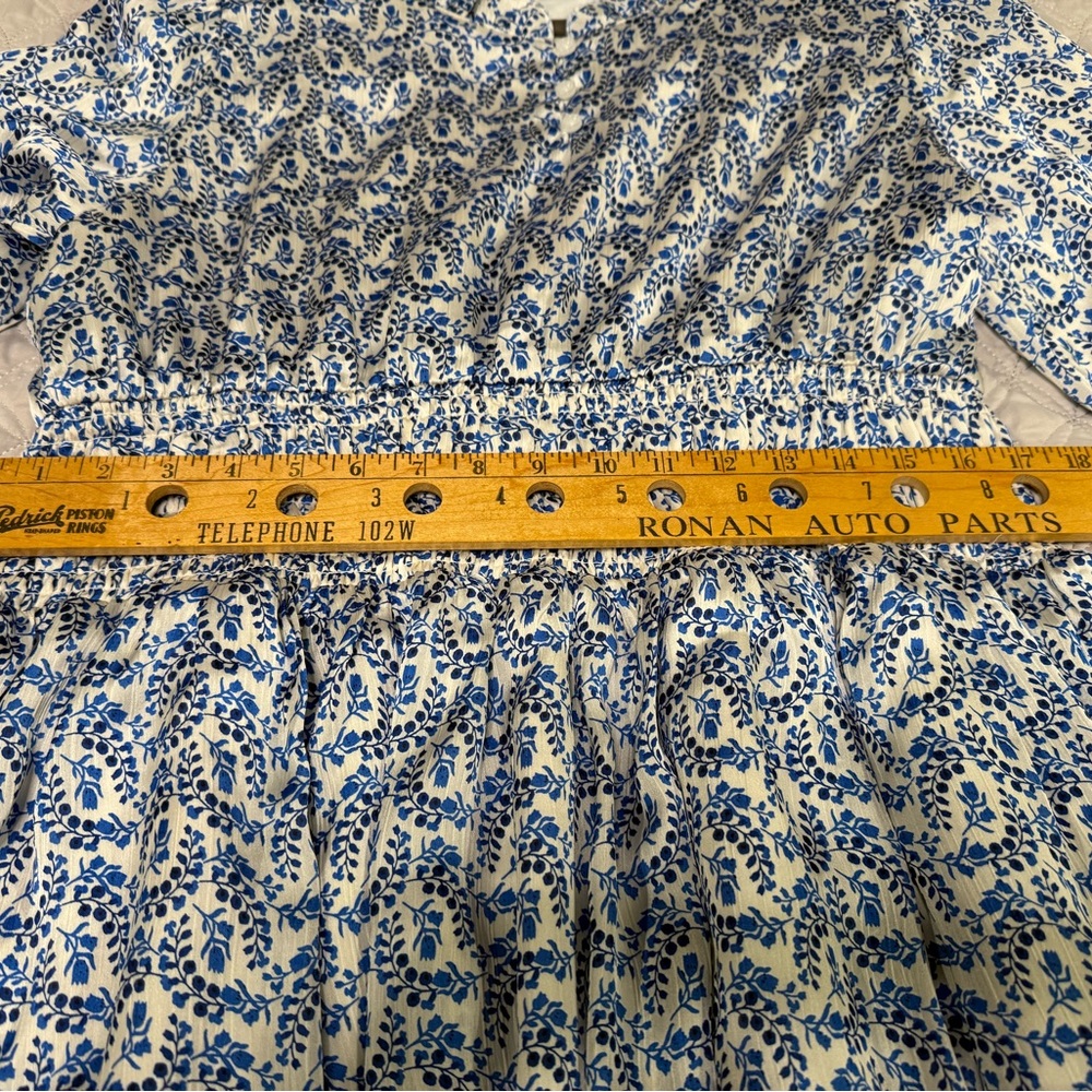 Blue Floral Boho Midi Dress - Size XL - Picture 6 of 7